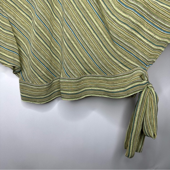 SOLD! New York & Company Striped Green Brown Flare Sleeve Blouse L #X0927 - Picture 13 of 15
